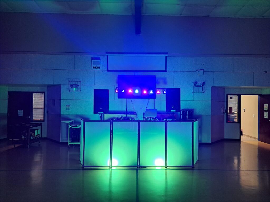 dj booth with lighting