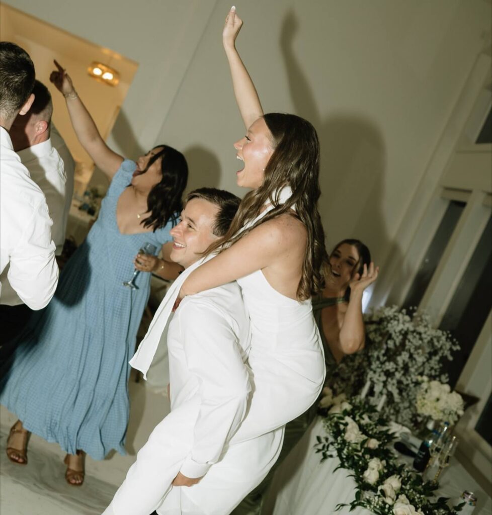 bride and groom dancing